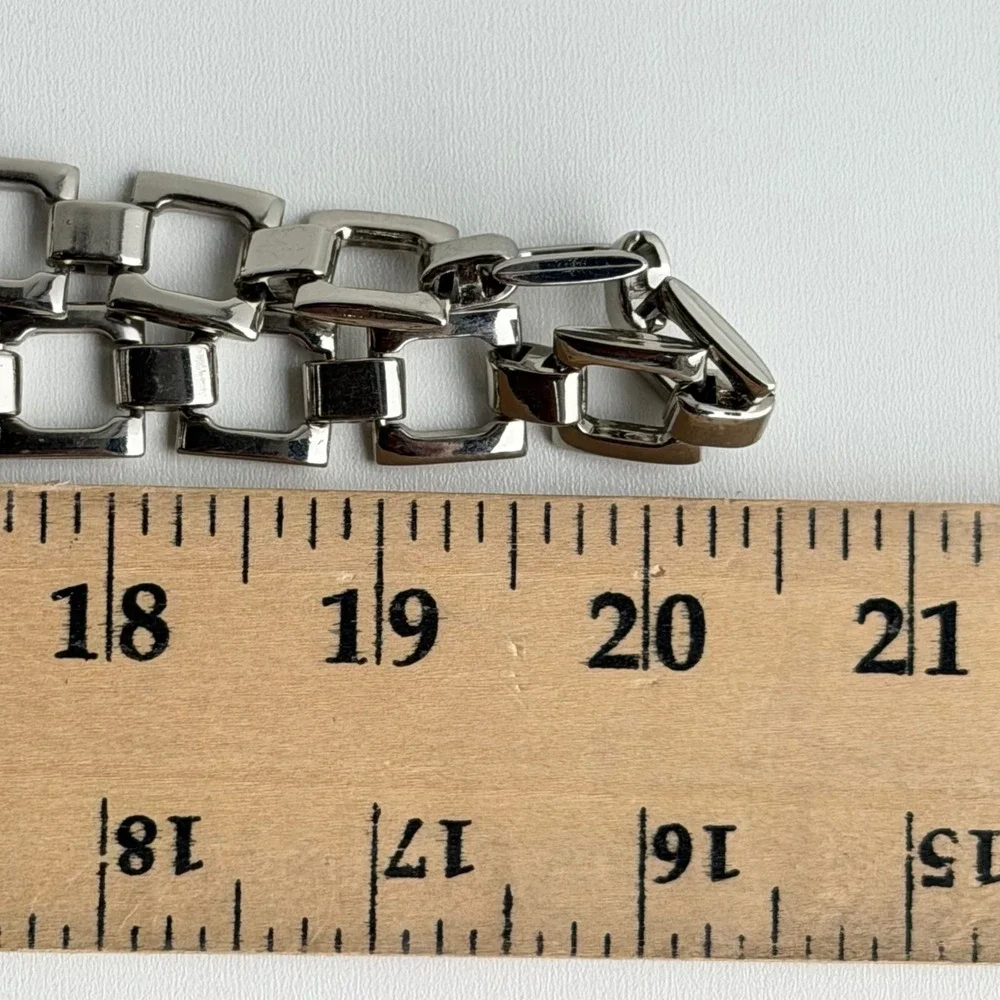 Vintage Nine West Charm Chain Belt Womens One Size Silver Square Link Hearts Y2K